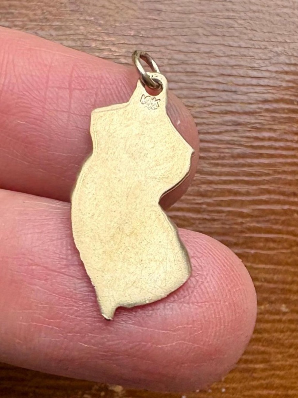 Vintage 14K 585 Yellow Gold New Jersey NJ State Pendant Charm - Picture 9 of 9
